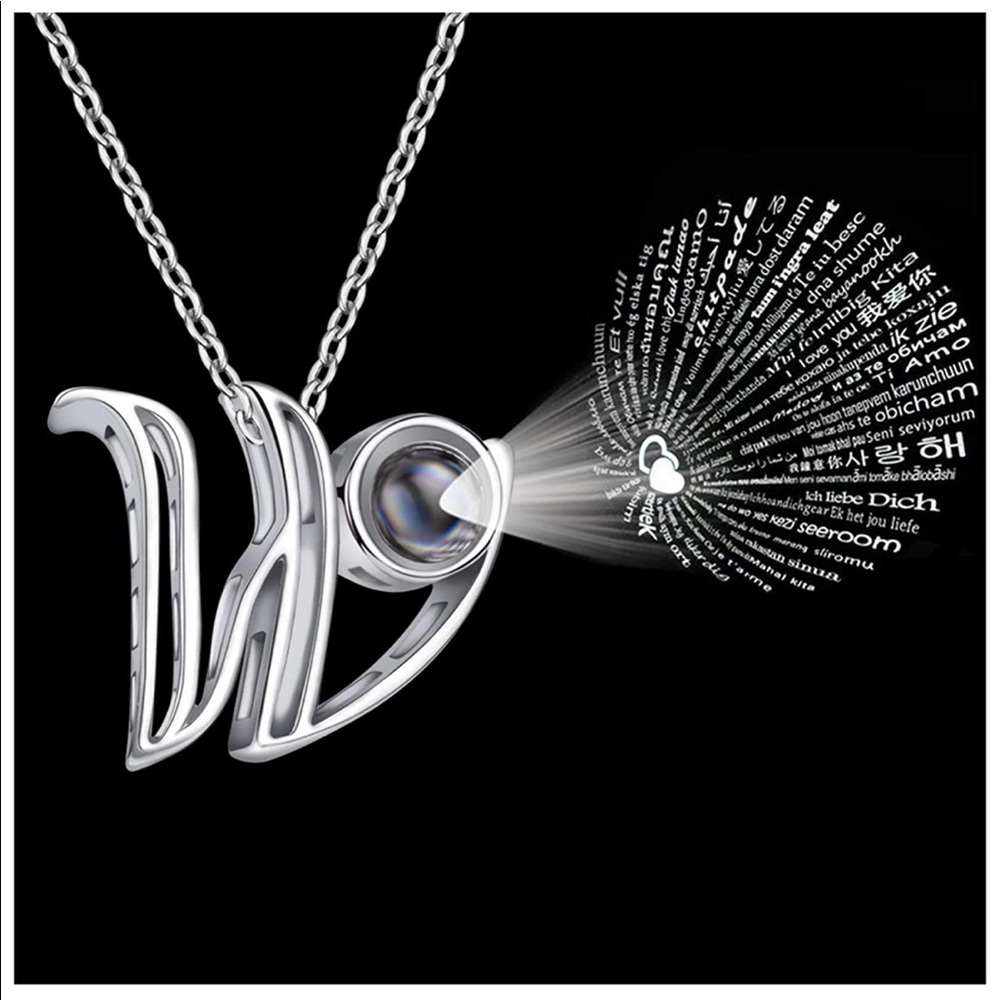 100 Languages “W” Initial Necklace